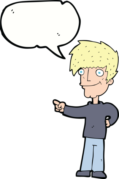 Bir insan tarafından çizilmiş bir konuşma balonuyla işaret eden çizgi film adamı.