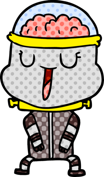 Bir insan tarafından çizilmiş mutlu çizgi film robotu