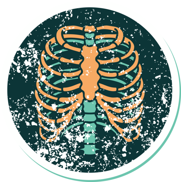 Bir insan tarafından çizilmiş bir göğüs kafesinin sembolik dövmesi.