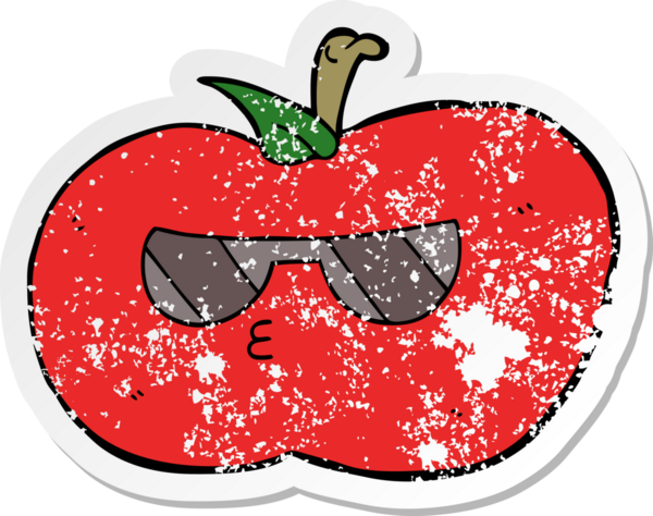 Bir insan tarafından çizilmiş serin bir elmanın sıkıntılı çıkartması.