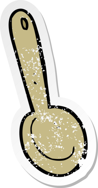 Bir insan tarafından çizilmiş karikatür kaşığının gerilmiş yapıştırması.