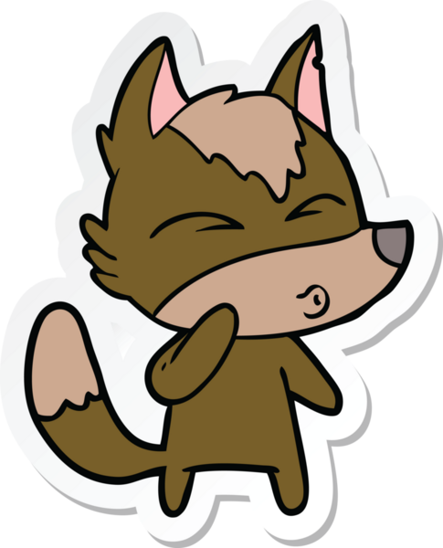 Bir insan tarafından çizilmiş bir kurt çizgi filminin etiketi.