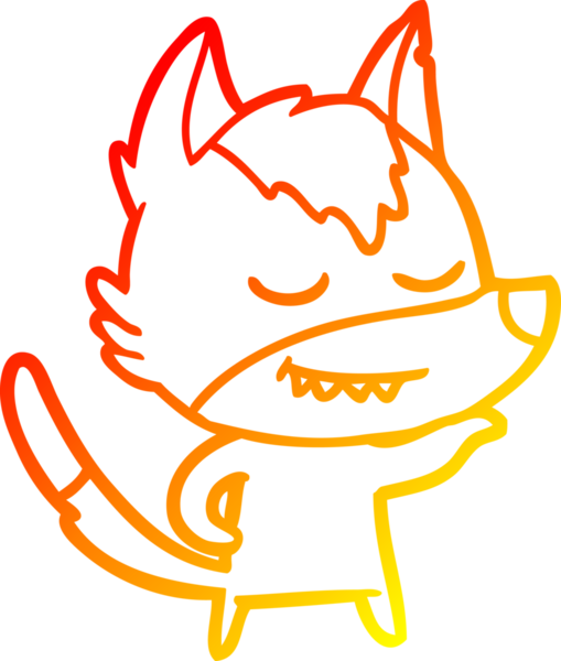 Bir insan tarafından çizilmiş dost canlısı bir kurt çizgi çizimi.