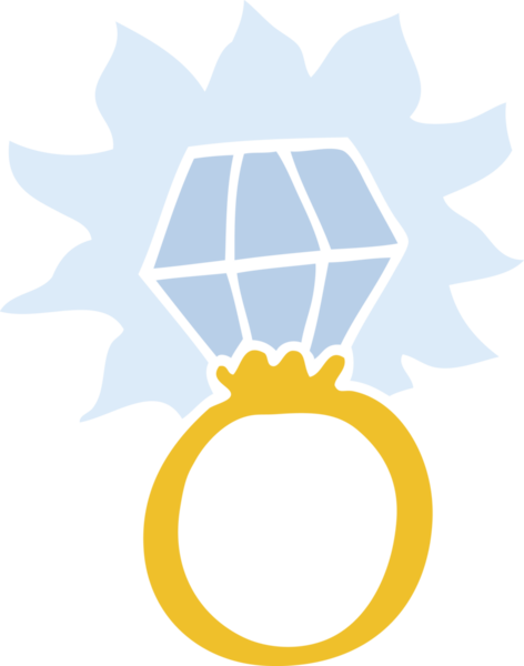 Bir insan tarafından çizilmiş düz renk karikatür elmas yüzük