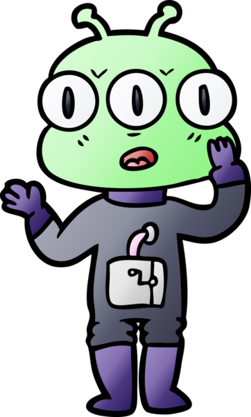 Bir insan tarafından çizilmiş üç gözlü uzaylı çizgi filmi.