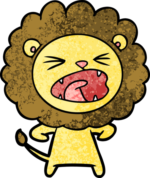 Bir insan tarafından çizilmiş kızgın aslan çizgi filmi.