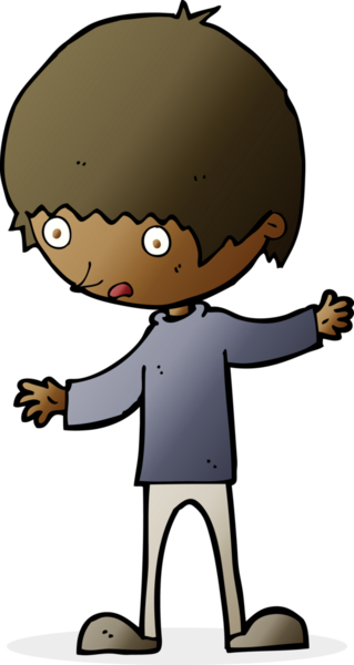 Bir insan tarafından çizilmiş kolları açık çizgi film çocuğu.