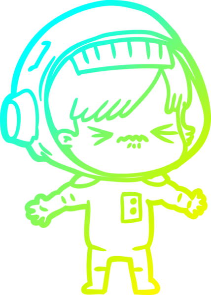 Bir insan tarafından çizilmiş kızgın bir uzay kızı çizimi.