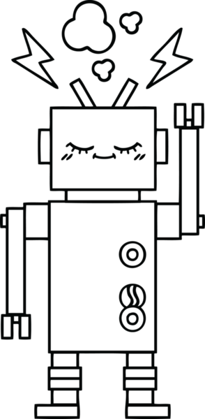 Bir insan tarafından çizilmiş dans eden bir robot çizimi