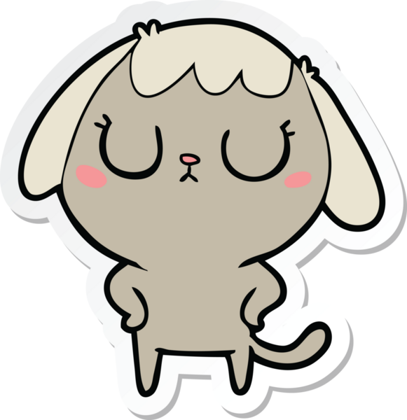 Bir insan tarafından çizilmiş şirin bir köpeğin çıkartması.