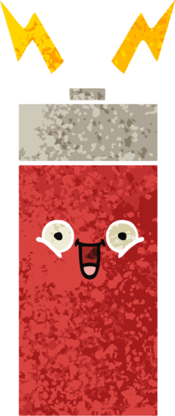 Bir insanın çizdiği pilin retro illüstrasyon tarzı karikatürü