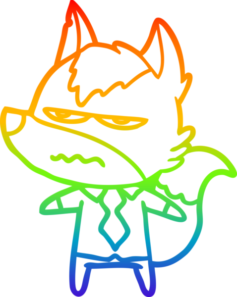 Gökkuşağı gradyan çizgi çizimi Bir insan tarafından çizilmiş rahatsız kurt