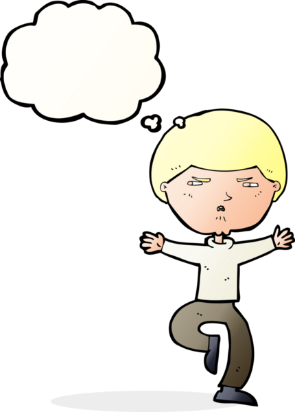 Bir insan tarafından çizilmiş düşünce baloncuğu olan kızgın bir adam.