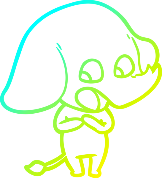 Bir insan tarafından çizilmiş şirin bir filin soğuk gradyan çizgisi