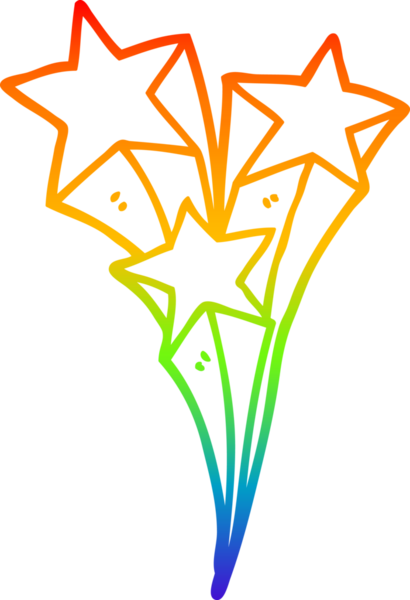 gökkuşağı gradyan çizgisi bir insan tarafından çizilen kayan yıldızların çizimi