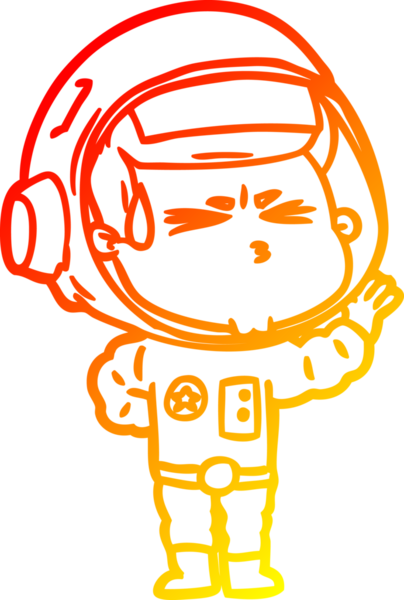 Bir çizgi film karakteri, bir insan tarafından çizilmiş astronot çizimi.