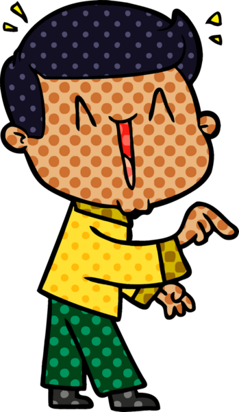 Bir insan tarafından çizilmiş heyecanlı bir çizgi film.