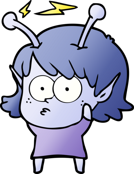 Bir insan tarafından çizilmiş uzaylı kız.