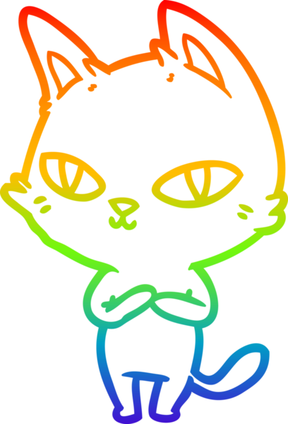 Gökkuşağı gradyan çizgi çizimi Bir insan tarafından çizilen çizgi film kedisi