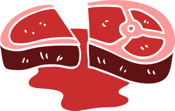 Bir insan tarafından çizilmiş az pişmiş biftek.