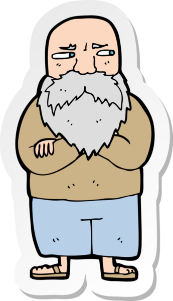 Bir insan tarafından çizilmiş yaşlı bir adamın çıkartması.