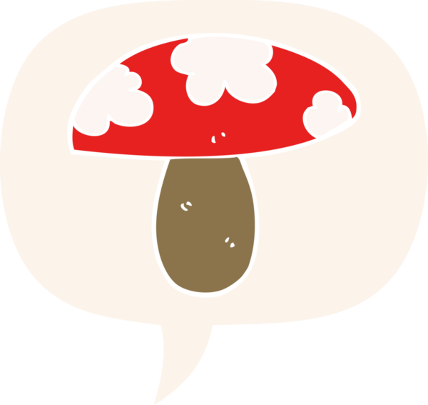 bir insan tarafından çizilmiş retro tarzı konuşma baloncuklu mantar.