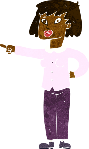 Bir insan tarafından çizilmiş çizgi film kadını.