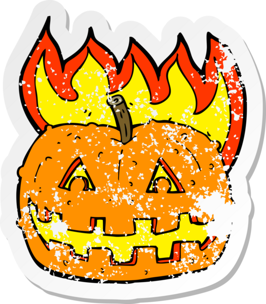 Bir insan tarafından çizilmiş balkabağı desenli bir karikatür çıkartması.