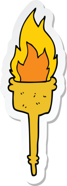 Bir insan tarafından çizilmiş yanan bir meşalenin çıkartması.