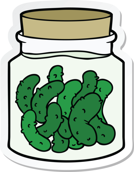 Bir insan tarafından çizilmiş turşulu turşu etiketi.