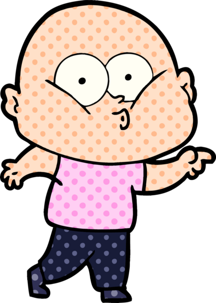 Bir insan tarafından çizilmiş kel bir adam.