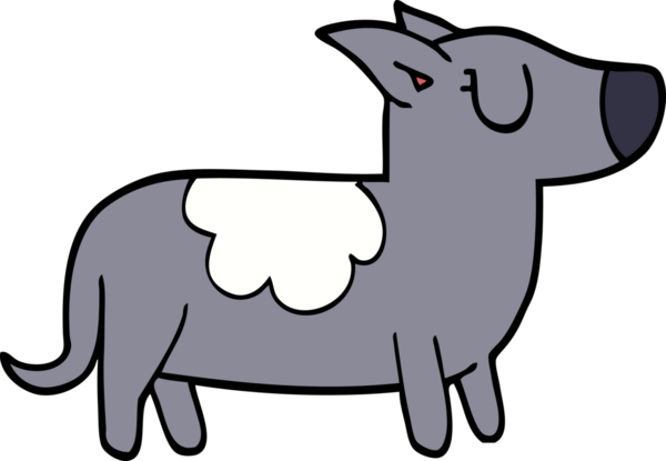 Bir insan tarafından çizilmiş mutlu bir köpek.