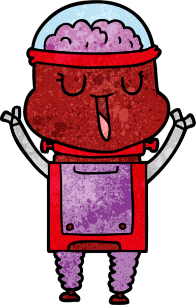 Bir insan tarafından çizilmiş mutlu çizgi film robotu