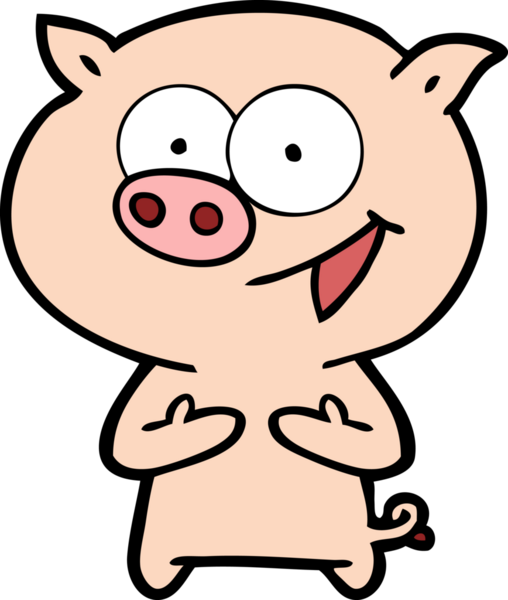 Bir insan tarafından çizilmiş neşeli domuz çizgi filmi.