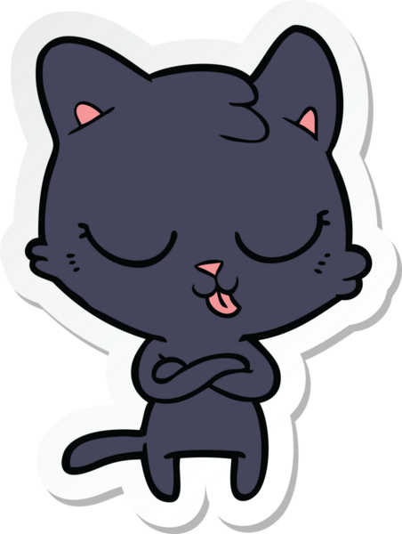 Bir insan tarafından çizilmiş çizgi film kedisinin çıkartması.