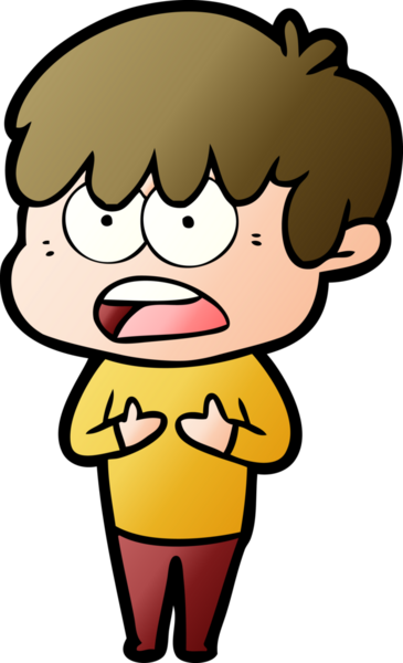 Bir insan tarafından çizilmiş endişeli çizgi film çocuğu.