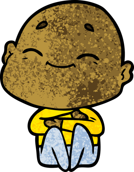 Bir insan tarafından çizilmiş mutlu, kel adam.