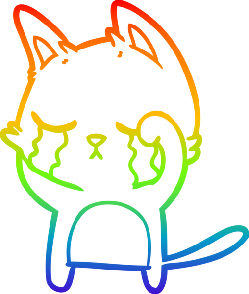 Bir insan tarafından çizilmiş ağlayan çizgi film kedisinin çizimi.