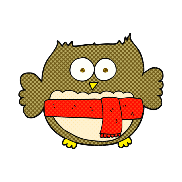 Bir insan tarafından çizilmiş eşarp takan baykuş çizimi