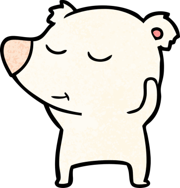 Bir insan tarafından çizilmiş mutlu kutup ayısı çizgi filmi.