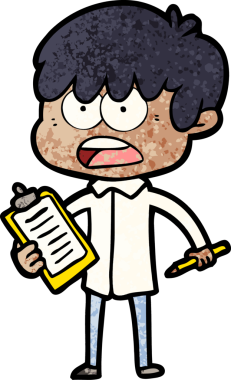 Bir insan tarafından çizilmiş endişeli çizgi film çocuğu.