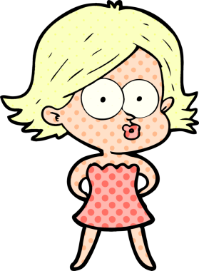 Çizgi film kızı somurtuyor bir insan tarafından