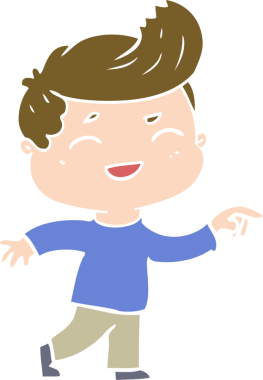 Bir insan tarafından çizilmiş düz renkli çizgi film adamı.