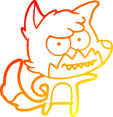 Bir insan tarafından çizilmiş sırıtan bir tilkinin sıcak çizgi çizimi