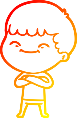 Bir insan tarafından çizilen mutlu bir çocuğun sıcak çizgi çizimi.