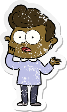 Bir insan tarafından çizilmiş, kederli bir çizgi film çıkartması.