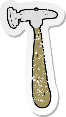 Bir insan tarafından çizilmiş bir karikatür çekiçinin gerilimli yapıştırması.