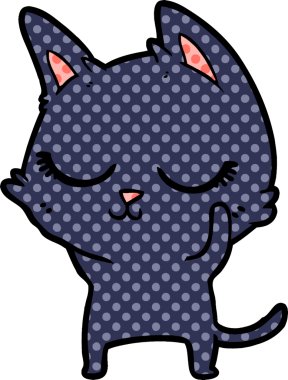 Bir insan tarafından çizilmiş sakin çizgi film kedisi.