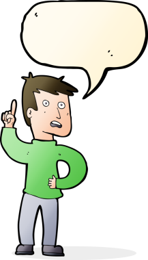 Bir insan tarafından çizilmiş konuşma baloncuğu fikri olan çizgi film çocuğu.