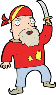 Bir insan tarafından çizilmiş karikatür korsanı.